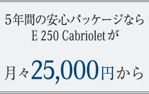 5年間の安心パッケージならE 250 Cabrioletが月々25,000円から